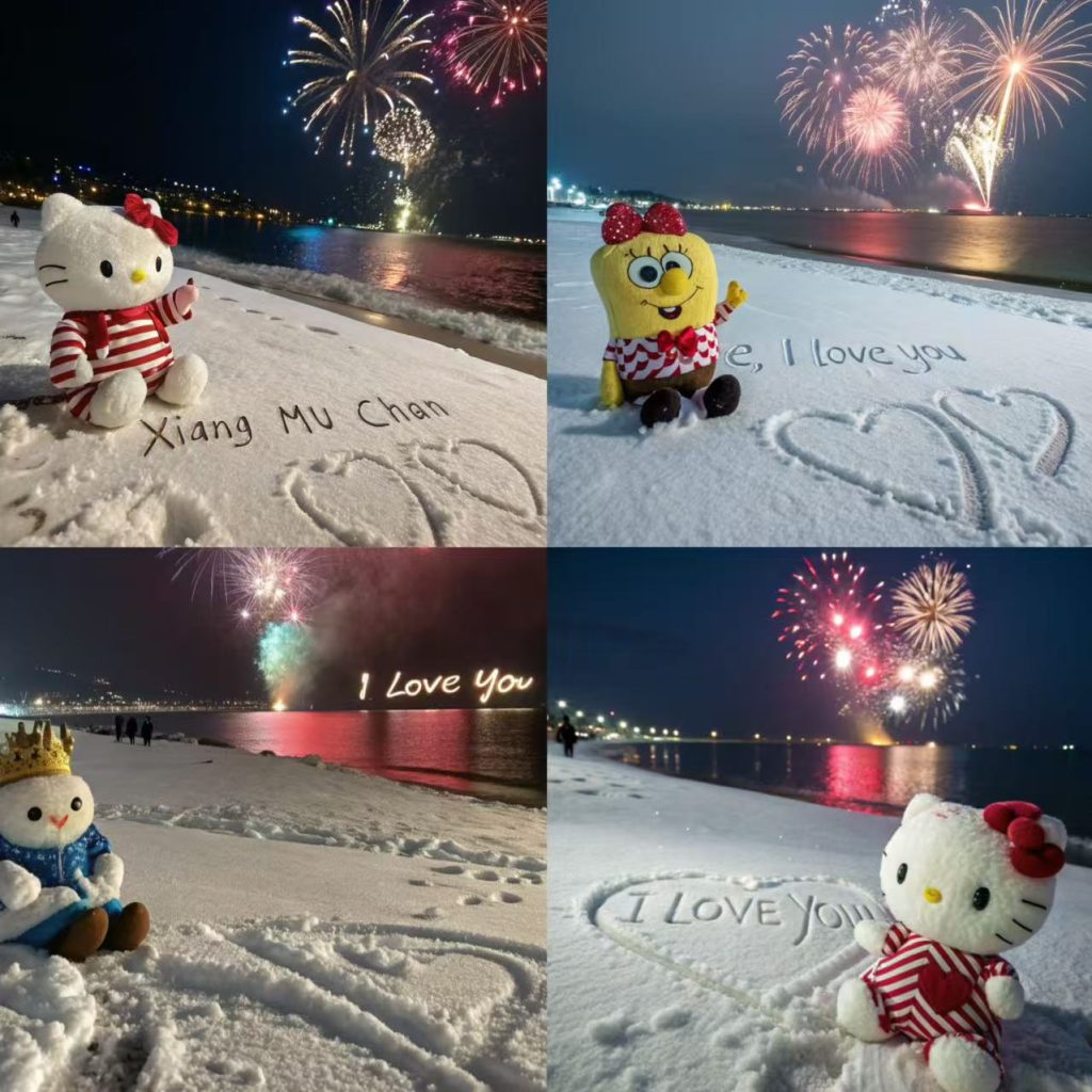 图片[1]-【2024.12.05】AI HelloKitty雪地代写玩法，高需求AI定制雪地写字教程-旺朝科技