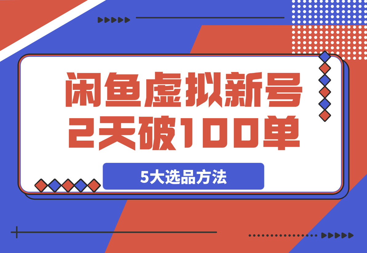 【2025.4.3】闲鱼虚拟资料，新号2天破100单，利润近600的爆款5大选品方法-旺朝科技