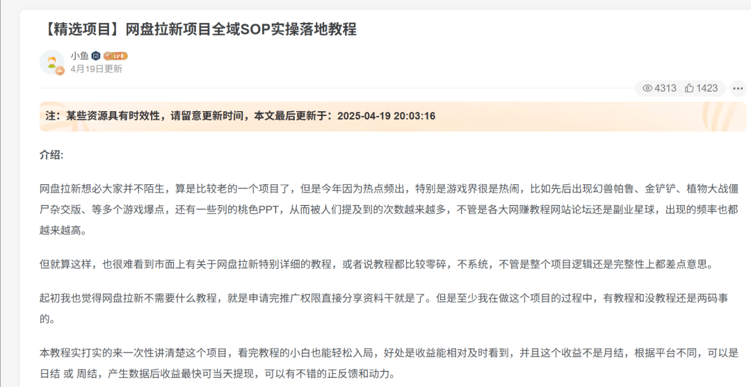 网盘拉新副业陪跑SOP实操教程领取-旺朝科技