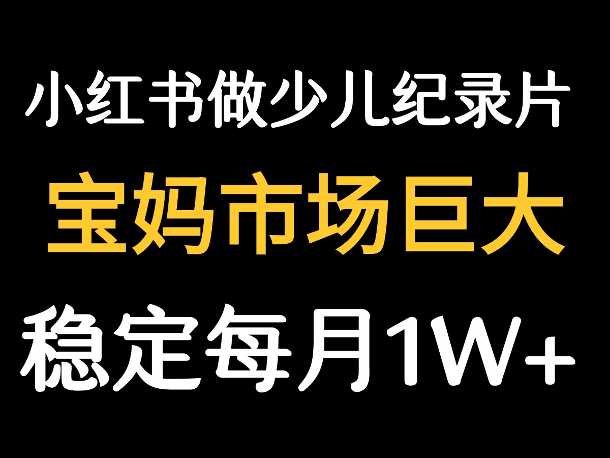 【2025.8.13】小红书卖纪录片 1亿宝妈市场 持续做可以做到月入1万+